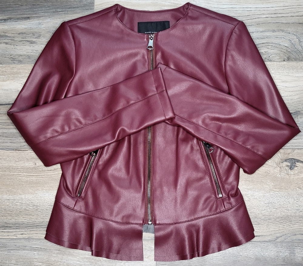 50%OFF Ruffled Leather Jacket Size XS